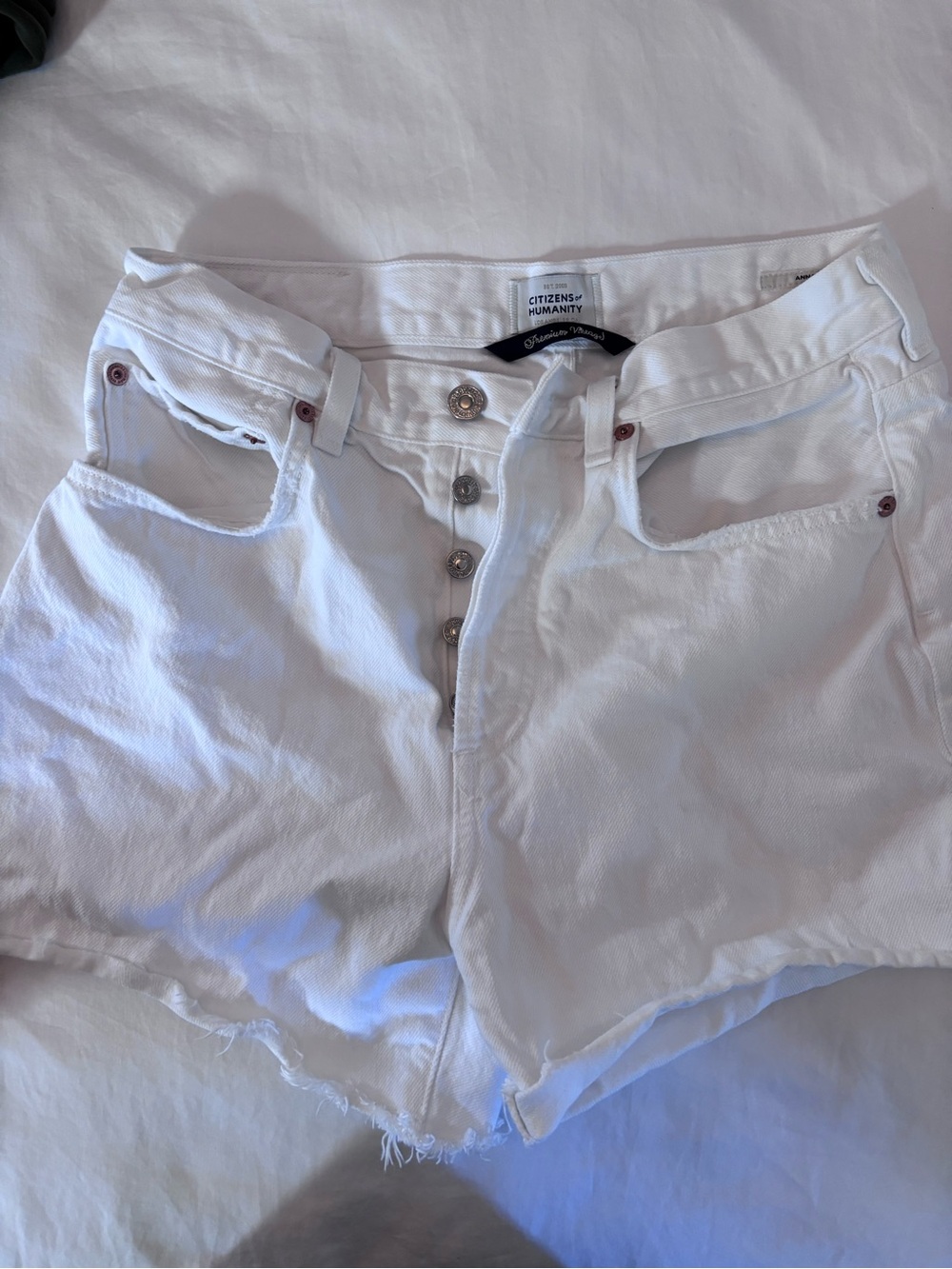 Citizens of Humanity White High-Rise Button-Fly Cutoff Shorts
